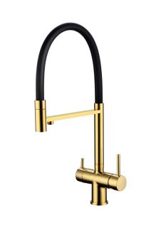 Смеситель для кухни Grocenberg GB4099 с гибким изливом Золото